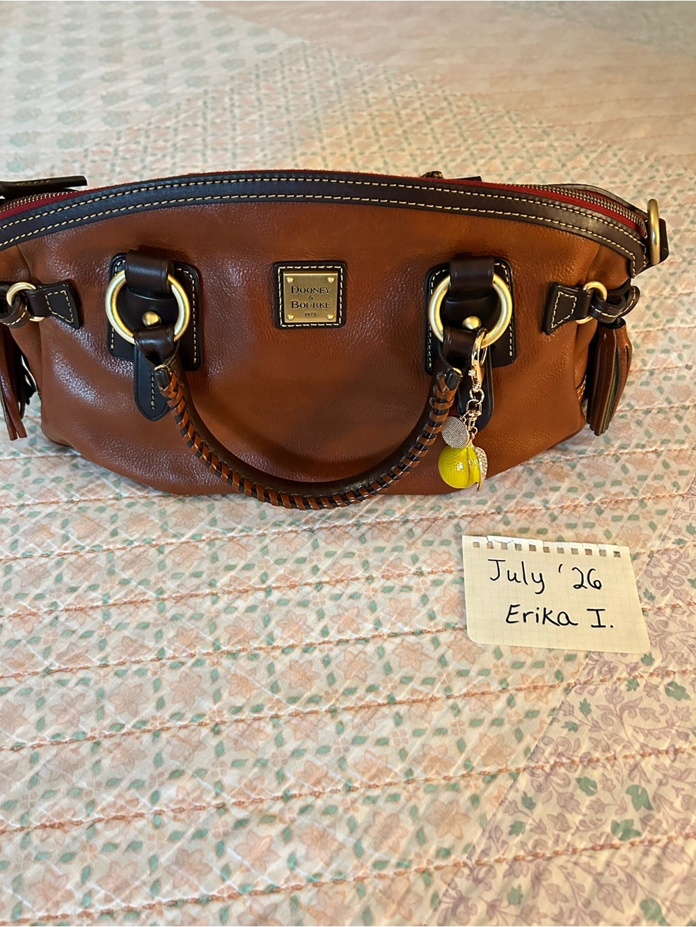Dooney & Bourke Toledo Florentine Medium Mail Satchel in Natural Color Brown GUC